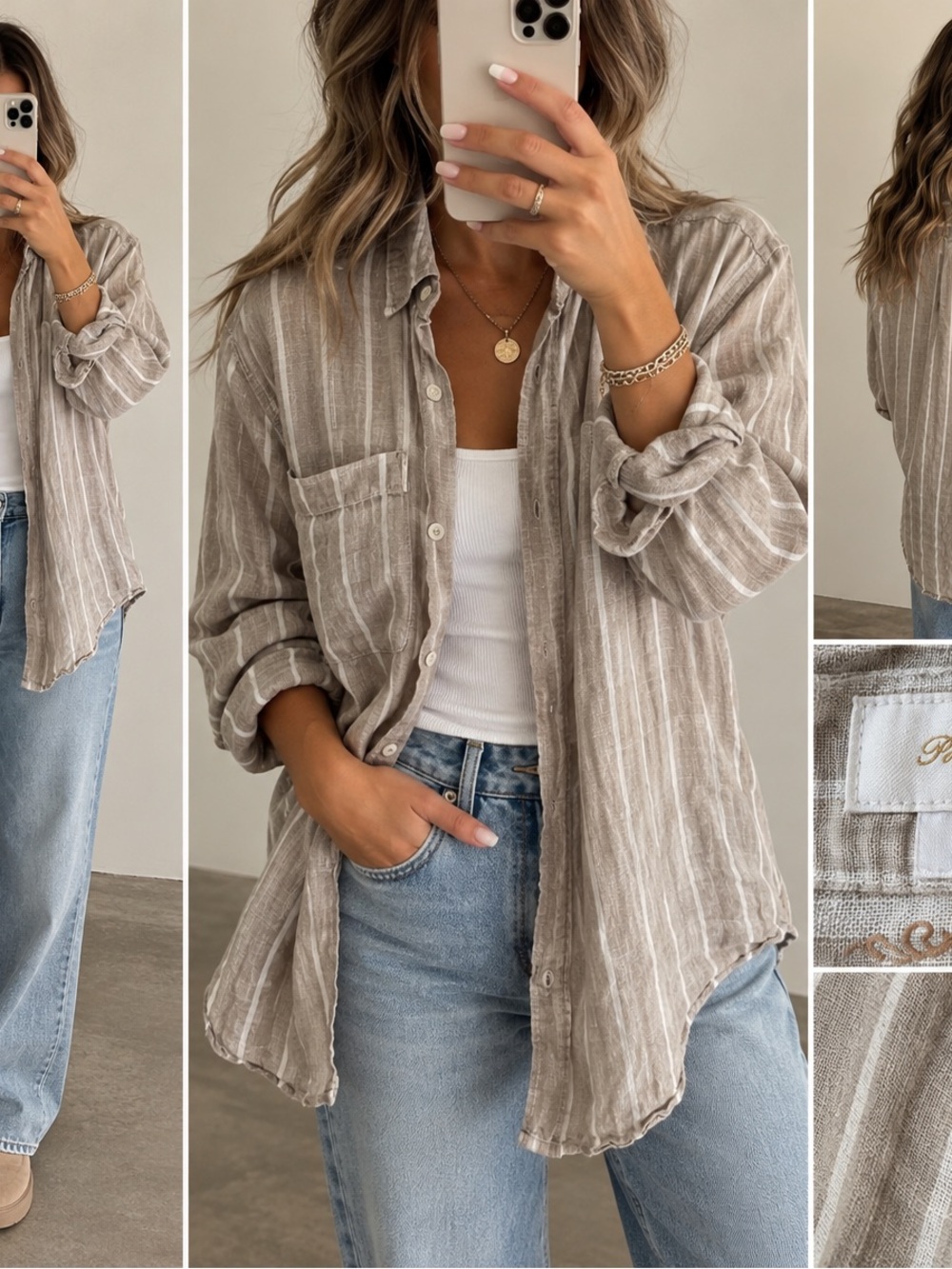 Porter & Ash 100% Linen Striped Button Down XL
